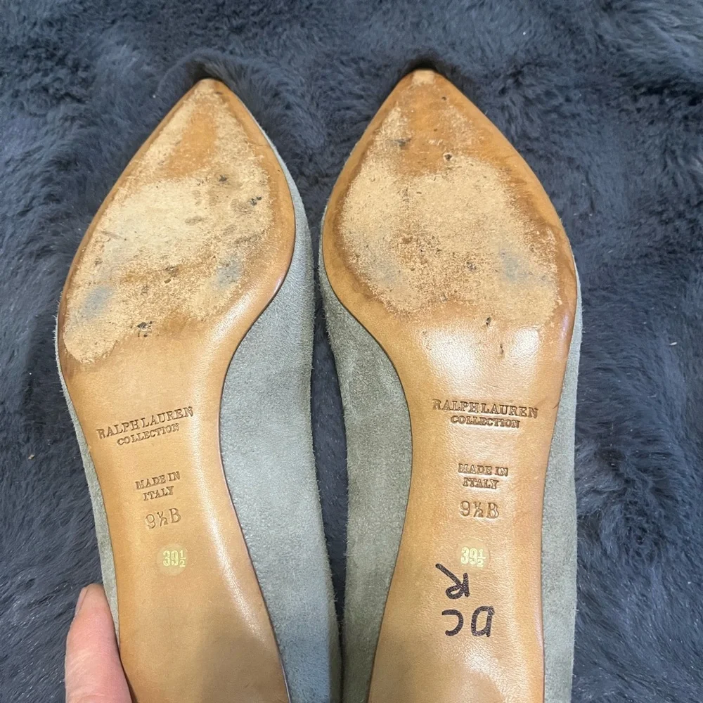 Ralph Lauren Collection Purple Label suede  heel pumps gray 9 1/2 B